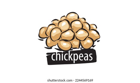 Garbanzos dibujados aislados en un fondo blanco