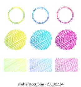 The drawn circles, shading, vector elements. Vector illustration