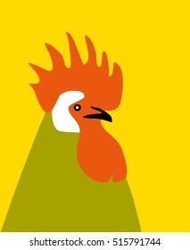 Drawn cock Colorful rooster vector Rooster symbol of the new 2017 flat style with a copy space Design idea for postcard, poster or calendar Rooster vector