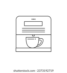 Drawn coffee machine on white background