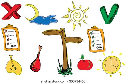 Drawn colored picture with folder on white background. Vector illustration