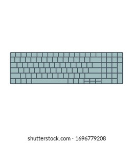 Drawn computer keyboard. View from above. Vector isolated illustration.
