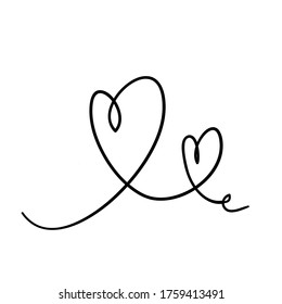 drawn of Continuous line drawing of love sign with heart embrace minimalism design on white background doodle