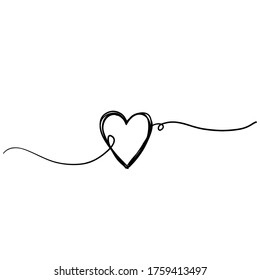 drawn of Continuous line drawing of love sign with heart embrace minimalism design on white background doodle