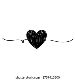 drawn of Continuous line drawing of love sign with heart embrace minimalism design on white background doodle