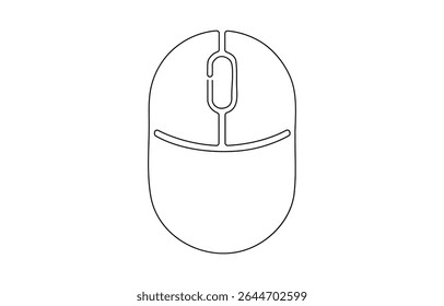 Drawn continuous one line computer mouse logo. Vector illustration, continuous line art illustration, Computer mouse continuous one line drawing, Drawn continuous one.