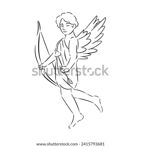 Drawn Cupid on white background
