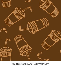 drawn cups pattern on brown
