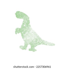 drawn dinosaur, green  circle halftone, isolated vector illustration