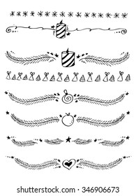 drawn dividers xmas hand hand drawn vector line outline series and design component in joyful new year and merry xmas fancy drawn dividers xmas hand laughing makeup straight classic tree white holiday