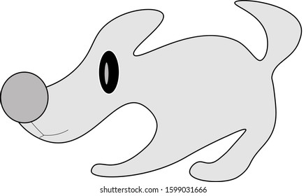 drawn dog on a white background. the dog is afraid, beware, alert, interested. big cute nose. 