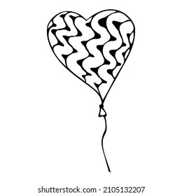 Drawn doodle hearts with different design elements