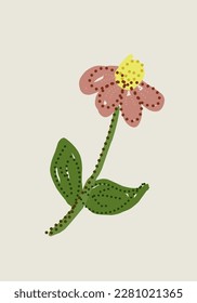 drawn from dots to form a beautiful flower with pretty colours for decoration, wallpaper