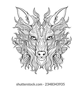 Drawn dragon ornament. Dragon head on white background template EPS 10 isolated vector illustration. Suitable for printing on t-shirts.