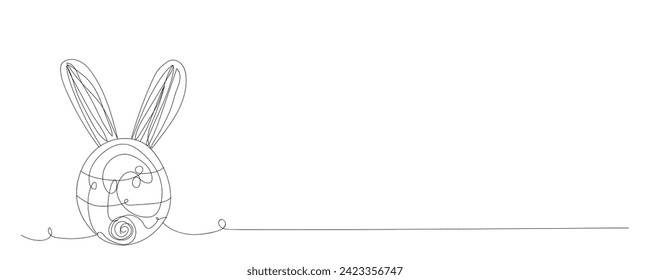 Huevo de Pascua dibujado con orejas conejadas sobre fondo blanco