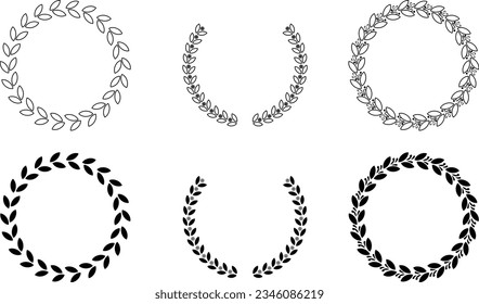Mit Effektrahmen gezeichnet, mit Kränzen, Blüten, Ast und Elementen, Vektorgrafik