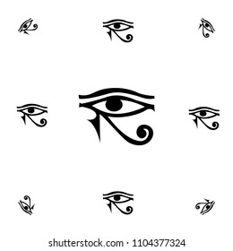 Drawn egypt hieroglyph eye background template. Vector backdrop with ancient god silhouette for textile or fabric, book, brochure or comics. Creative ra artwork isolated on white for decor.