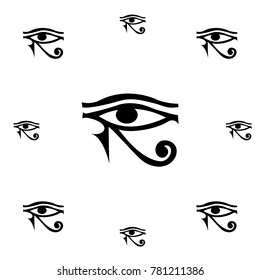 Drawn egypt hieroglyph eye background template. Vector backdrop with ancient god silhouette for textile or fabric, book, brochure or comics. Creative ra artwork isolated on white for decor.