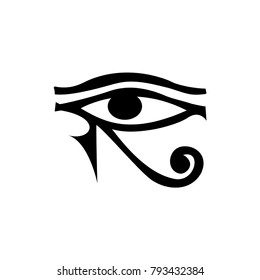 Drawn egypt hieroglyph eye background template. Vector backdrop with ancient god silhouette for textile or fabric, book, brochure or comics. Creative ra artwork isolated on white for decor.