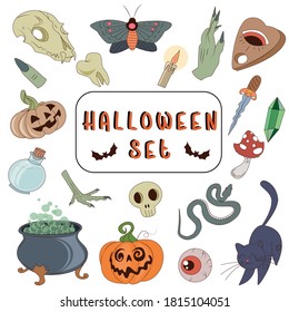 drawn elements on the theme of halloween