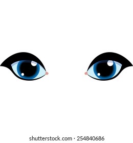 Drawn eyes. Blue.