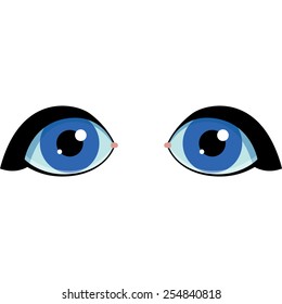 Drawn eyes. Light blue.