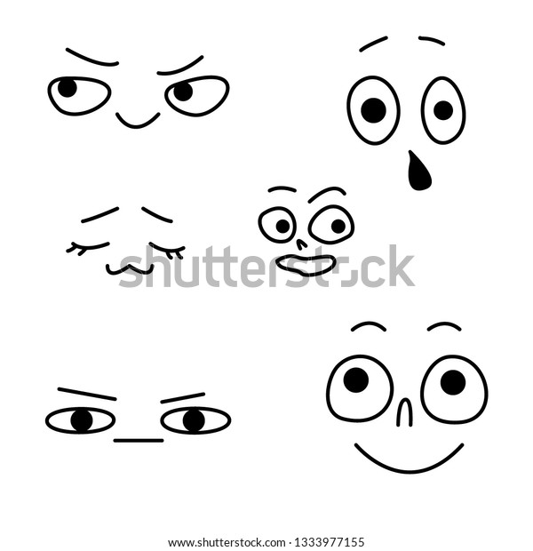 Drawn Faces Emotions Sadness Suspicion Joy Stock Vector (Royalty Free ...