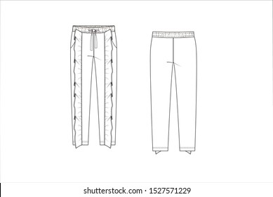 drawn fashion Decorative trousers, clothing,  Vector illustration in old ink style for girl kids