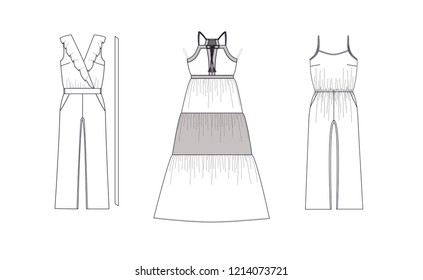 drawn fashion online shop icons set. Decorative icons dress, clothing,  Vector illustration in old ink style