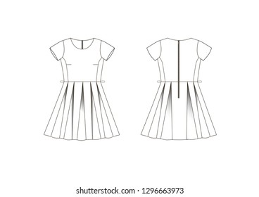 drawn fashion online shop icons set. Decorative icons dress, clothing,  Vector illustration in ink style