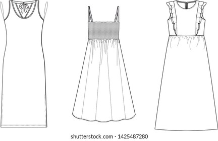 drawn fashion online shop icons set. Decorative icons dress, clothing,  Vector illustration in old ink style