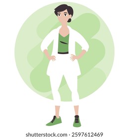 Drawn figure of a girl. Girl drawn in minimalist style. Vector illustration