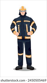 Drawn fireman on white background