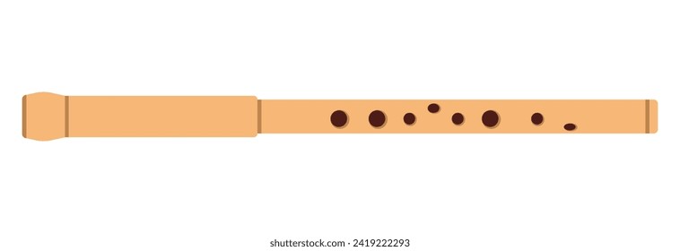 Drawn flute on white background