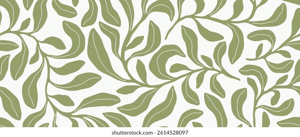 Drawn foliage seamless pattern. abstract leaves pattern.