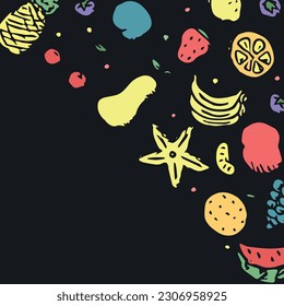 Drawn food background. Doodle food illustration with place for text