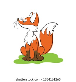 Drawn fox in doodle style.