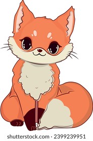 Drawn fox, isolated vector. Simple and cute fox, fox animal graphic resource.