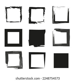 Zeichner Rahmen. Pinselquadrate. Skizze schwarze Karte. Aquarellpinselstruktur. Vektorgrafik.