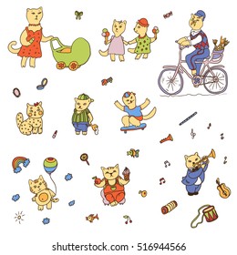 drawn funny cats
