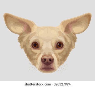 Drawn funny lop-eared beige-colored dog muzzle with brown eyes and brown nose