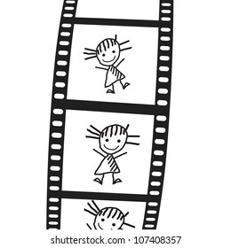 the drawn girl on a film. Vector illustration