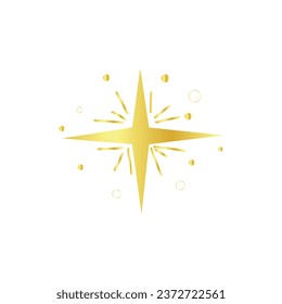 Drawn golden star on white background 