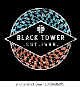 
Drawn gradient design that includes letters drawn with a graphics tablet, the art can be printed on men's or women's t-shirts, letters taken from a black tower with the year 1999 in colors, year 19

