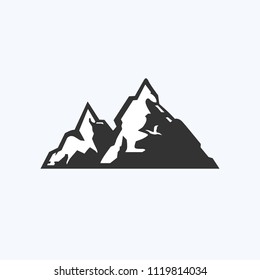 Drawn graphic icon of the tops of mountains for design. Summer camp, vacation in nature. Vector illustration, icons. Logotype, Logo