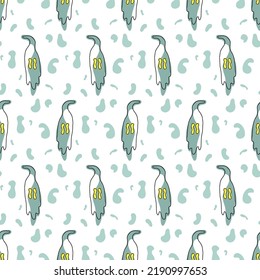 Drawn graphic pattern with ghosts. Halloween decor.