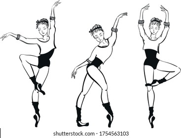 drawn graphics cartoon ballerina vector