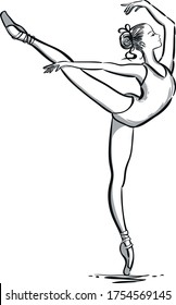 drawn graphics cartoon ballerina vector