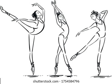 drawn graphics cartoon ballerina vector