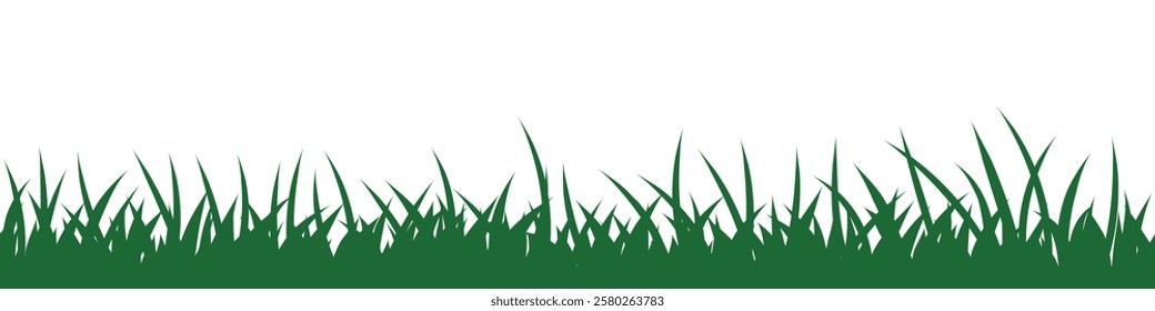 Drawn grass isolated on white background, seamless border, vector design